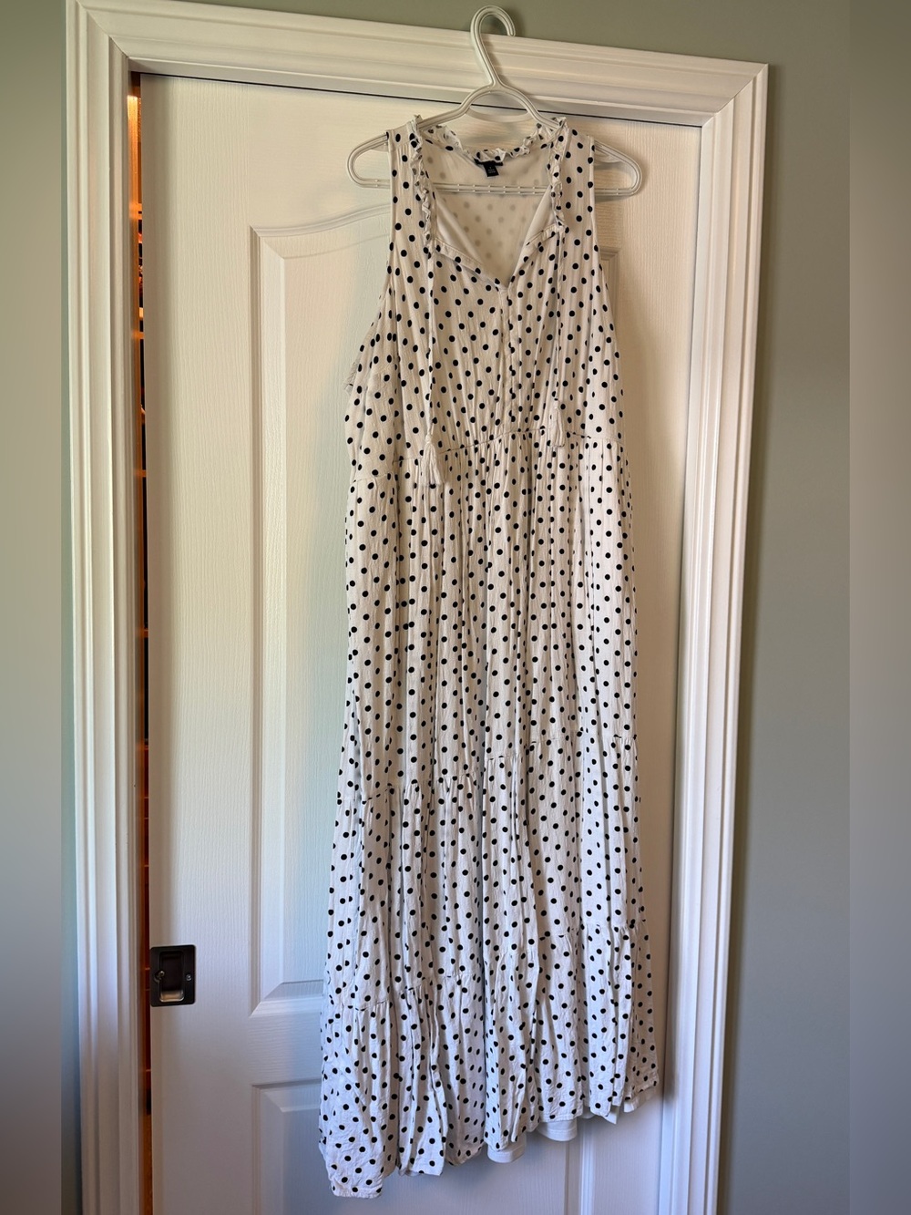 torrid White Maxi Dress with Black Polka Dots